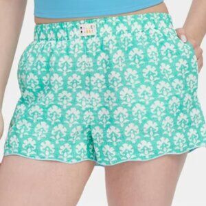 Roller Rabbit x Target Stamped Floral Poplin Boxer Shorts Teal NWT size XS